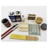 Vintage Drawing and Office Supplies Collection with Inks and Erasers