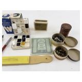 Vintage Drawing and Office Supplies Collection with Inks and Erasers