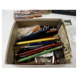 Mixed Lot of Vintage Pencils, Sewing Notions, and Office Supplies
