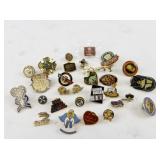 Collection of Assorted Enamel and Metal Lapel Pins with Backs
