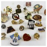 Collection of Assorted Enamel and Metal Lapel Pins with Backs