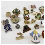 Collection of Assorted Enamel and Metal Lapel Pins with Backs
