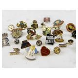 Collection of Assorted Enamel and Metal Lapel Pins with Backs