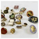 Collection of Assorted Enamel and Metal Lapel Pins with Backs