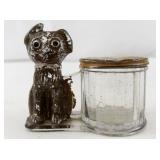 Rare L.E. Smith Glass Dog & Barrel Candy/Coin Bank