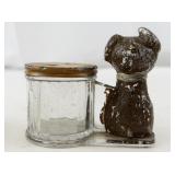 Rare L.E. Smith Glass Dog & Barrel Candy/Coin Bank