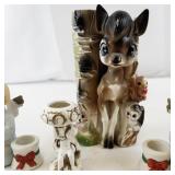 Vintage Inarco Angel Figurines, Ceramic Deer Planter, and Mini Candle Holders Collection