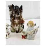 Vintage Inarco Angel Figurines, Ceramic Deer Planter, and Mini Candle Holders Collection