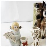 Vintage Inarco Angel Figurines, Ceramic Deer Planter, and Mini Candle Holders Collection