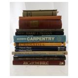 Collection of Vintage Books Including Paradise Lost, Carpentery, and Historic Atlas