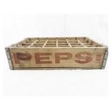 Vintage Pepsi Wooden Bottle Crate with Metal Reinforcement