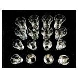 Set of 16 Etched Glass Tumblers with Bird and Floral Motif, 5oz and 8oz Sizes
