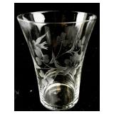 Set of 16 Etched Glass Tumblers with Bird and Floral Motif, 5oz and 8oz Sizes