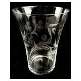 Set of 16 Etched Glass Tumblers with Bird and Floral Motif, 5oz and 8oz Sizes