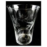 Set of 16 Etched Glass Tumblers with Bird and Floral Motif, 5oz and 8oz Sizes