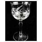 Set of 10 Optic Gray Cut Flower and Berries Stemware Glasses