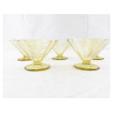 Set of 5 Federal Glass Madrid Amber Cone Shaped Footed Sherbet Dishes