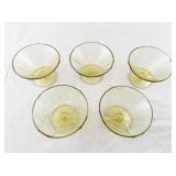 Set of 5 Federal Glass Madrid Amber Cone Shaped Footed Sherbet Dishes