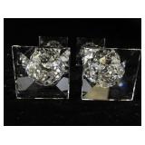 Pair of Swarovski Crystal Cube Candle Holders