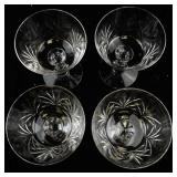 Set of 16 Cut Crystal Wine Glasses with Etched Leaf Pattern