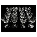 Set of 16 Cut Crystal Wine Glasses with Etched Leaf Pattern