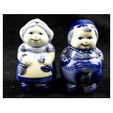 Delft Dutch Blue and White Kissing Girl and Boy Salt and Pepper Set