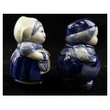 Delft Dutch Blue and White Kissing Girl and Boy Salt and Pepper Set