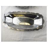 Collection of 4 Vintage 1940s Hammered Aluminum Serving Trays and Dishes