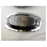 Collection of 4 Vintage 1940s Hammered Aluminum Serving Trays and Dishes