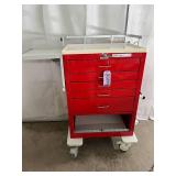 MSRP $3000 Waterloo Uni-Cart 5-Drawer Medical Emergency Supply Crash Cart With Lever Lock, Collapsible Side Table, Flip Up Bottom Door, Cardiac Board, IV Pole & Locking Wheels - Great Condition! MSRP $3000 Waterloo Uni-Cart 5-Drawer Medical Emergency Supply Crash Cart With Lever Lock, Collapsible Side Table, Flip Up Bottom Door, Cardiac Board, IV Pole & Locking Wheels - Great Condition!