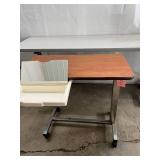 Height Adjustable & Mobile Overbed Table TV Tray Workstation with Built-In Compact Mirror - Heavy Duty Steel Low Profile Base - Great Condition! Height Adjustable & Mobile Overbed Table TV Tray Workstation with Built-In Compact Mirror - Heavy Duty Steel Low Profile Base - Great Condition!