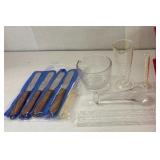 Vintage & New Laboratory Glassware and Tools - Spatulas, Cleaning Brush, Mortar & Pestle, Graduated Beaker, Cylinder, Stirring Rods Vintage & New Laboratory Glassware and Tools - Spatulas, Cleaning Brush, Mortar & Pestle, Graduated Beaker, Cylinder, Stirring Rods