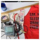 Eat Drink Sleep Fish - and other fishing gear including boat light and fish finder