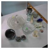 Vintage lot of glassware and silver plated pitcher