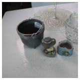 Vintage lot of glassware and silver plated pitcher