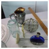 Vintage lot of glassware and silver plated pitcher