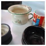 Vintage assortment crocks, cups and such