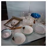 Vintage collection of serving dishes and silver plated silverware