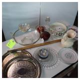 Vintage collection of serving plates and dishware