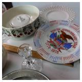 Vintage collection of serving plates and dishware