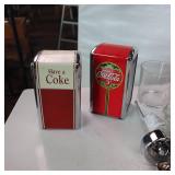 Vintage Ice Cream Glasses and two Coca Cola Napkin dispensers