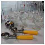 Vintage Ice Cream Glasses and two Coca Cola Napkin dispensers