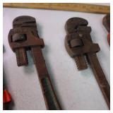 5 Vintage Pipe Wrenches - various lengths