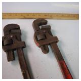 5 Vintage Pipe Wrenches - various lengths