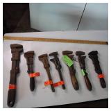 7 Vintage Pipe Wrenches various lengths - Square nose desin
