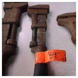 7 Vintage Pipe Wrenches various lengths - Square nose desin