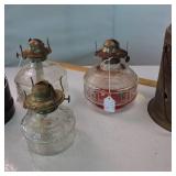 Vintage kerosene lamps (3 of them glass) and  a BBQ starter