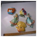 Vintage string dispensers and ceramic figurines