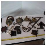 Vintage Collection of ornate metal items and a very cool wooden handled iron!