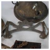 Vintage Collection of ornate metal items and a very cool wooden handled iron!
